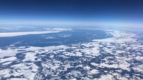 Blue sky moving high above the earth at airplanes flights height, beautiful n Stock Footage 106574936