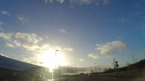 Blue Sky over England During Car Drive Stock Footage 323614509