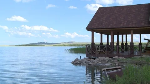 Blue sky over the lake Stock Footage 82302938