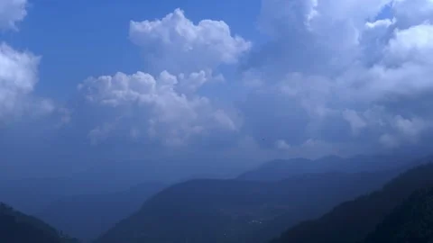 Blue Sky Over Mountain Ridges  Scenic Cloudscape Timelapse from Himalayas Stock Footage 316360795