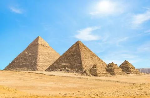 Blue sky over pyramids Stock Photos
