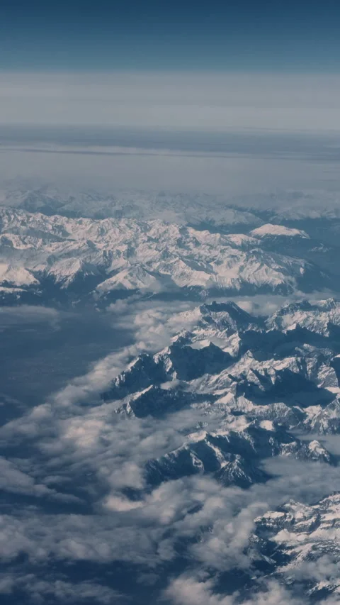 Blue Sky Over The Snowy Mountains Of Europe Stock Footage 308629357