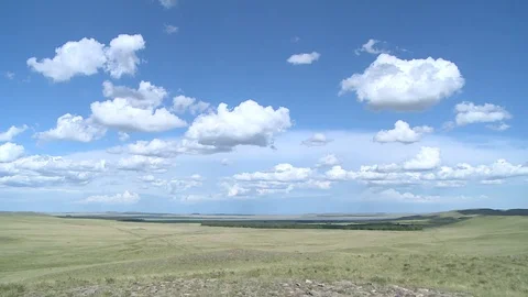 Blue sky over the steppe Stock Footage 82302934