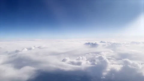 Blue Sky Over White Clouds From Airplane Window Sunrise 库存影片 328713726