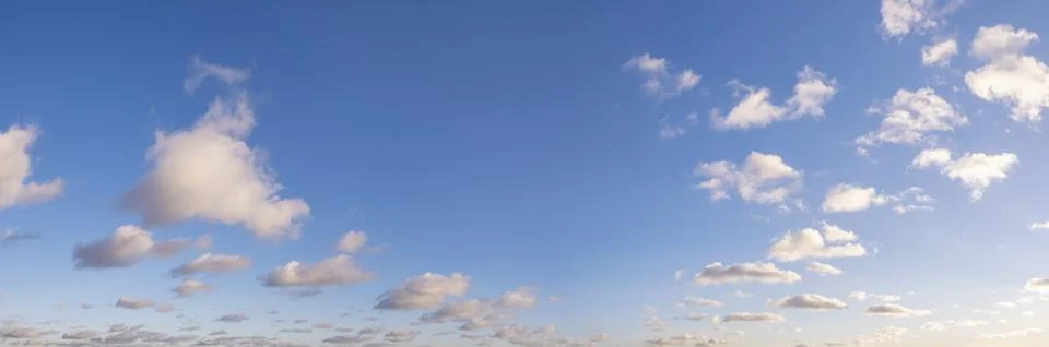 Blue sky panorama background with tiny clouds 스톡 사진