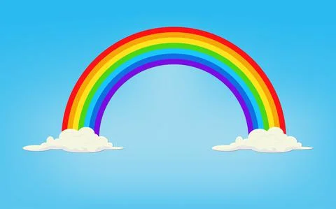 Blue sky with rainbow and cloud. Vector illustration イラスト素材