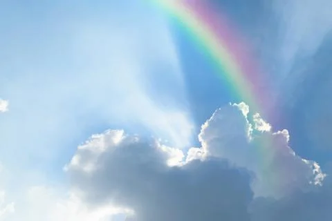 Blue sky with rainbow Stock-Fotos