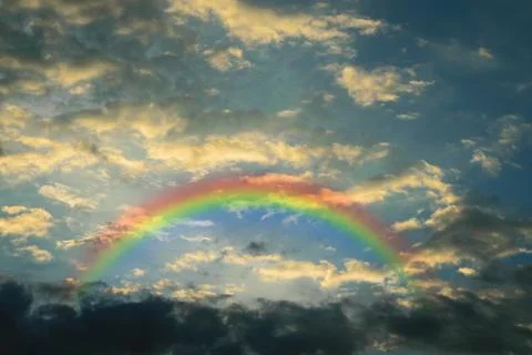 Blue sky with rainbow Stock-Fotos