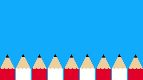 Blue Sky with Red Pencil Row Background Stock Footage 343519229