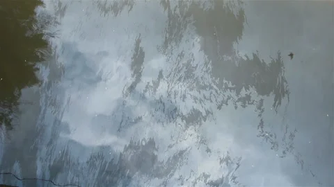 Blue sky reflection and pollution on water Stock Footage 85798015