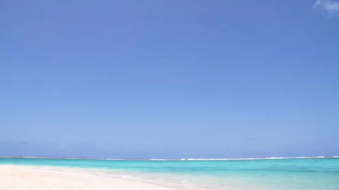 Blue Sky, Sandy Beach, and Waves Stock Footage 327587452