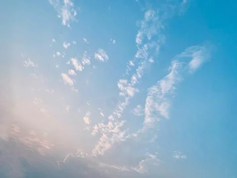 Blue Sky with Scattered Clouds Static Nature Background Stock Photos