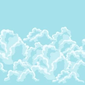 Blue sky seamless pattern with curly clouds Stockillustratie