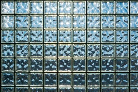 Blue Sky shining through a Square Glass Bock Window Stock Photos