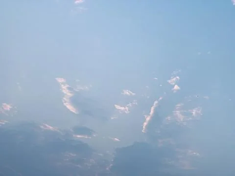 Blue Sky with Small Clouds Static Nature Background Stock Photos