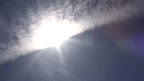 Blue sky with small clouds, sun, sunbeams - sky background - Time Lapse Stock Footage 153894925