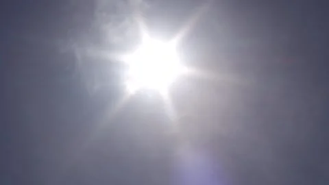 Blue sky with small clouds, sun, sunbeams - sky background - Time Lapse Stock Footage 153895660