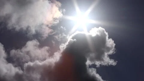Blue sky with small clouds, sun, sunbeams - sky background - Time Lapse Stock Footage 153952116
