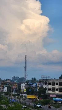 Blue sky with soft white clouds Stock Photos