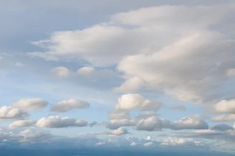 Blue sky with soft white clouds background Stock Photos