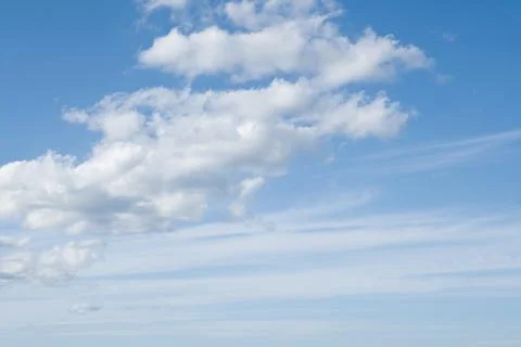 Blue sky with soft white clouds background Stock Photos