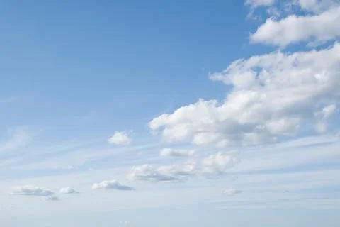 Blue sky with soft white clouds background Photos