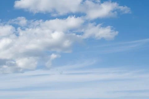 Blue sky with soft white clouds background Stock Photos