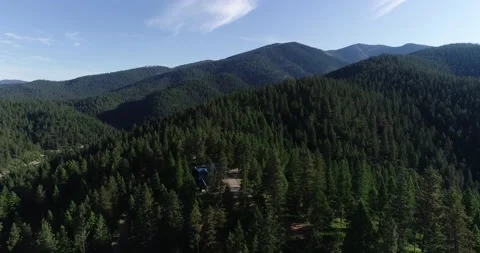 Blue sky spring mountain drone 5 Stock Footage 187181193