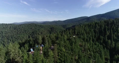 Blue sky spring mountain drone 3 動画素材 187185285