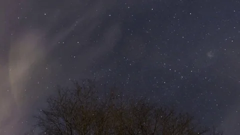 Blue Sky Starry Night Panning Fisheye Time Lapse Stock Footage 85332580