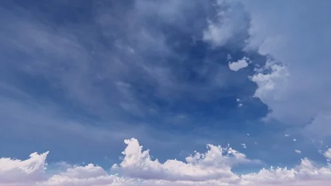 Blue sky storm clouds with pink horizon time-lapse seamless loop Stock Footage 108281763