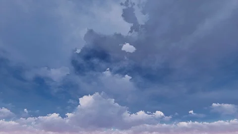 Blue sky storm clouds with pink horizon time-lapse seamless loop Stock Footage 108281789