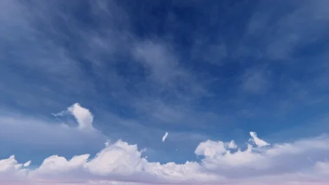 Blue sky storm clouds with pink horizon time-lapse seamless loop Stock Footage 108281895
