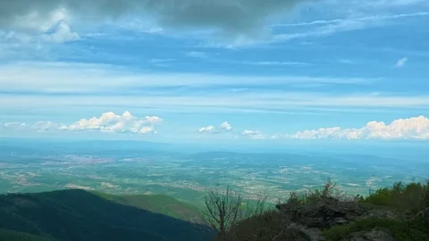 Blue sky stretches over rugged mountain peaks. Jastrebac Mountain, Serbia. Stock Footage 336024355