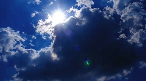 Blue sky with sun and beautiful clouds Stock Footage 32324645