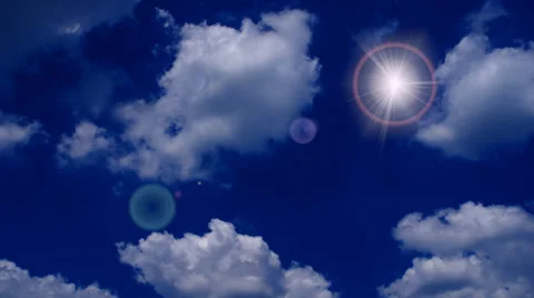 Blue sky with sun and cloud closeup Stock Footage 32305231