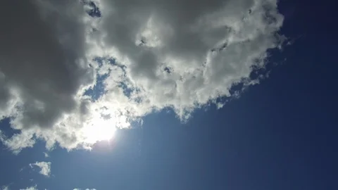 Blue sky sun with clouds camera slowly pan Stock Footage 114868709