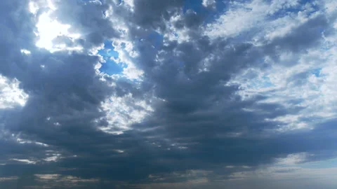 Blue Sky with Sun Ray Clouds Stock Footage 135283854