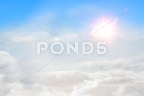 Blue sky with sunshine and clouds Stock Photos