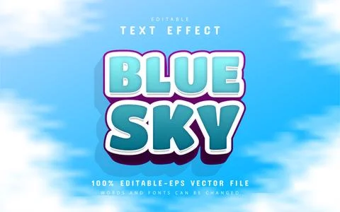 Blue sky text effect cartoon style Stock Illustration