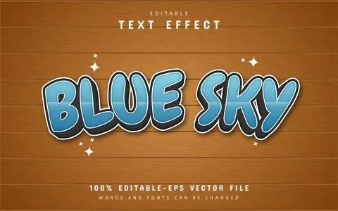 Blue sky text effect cartoon style Stock Illustration