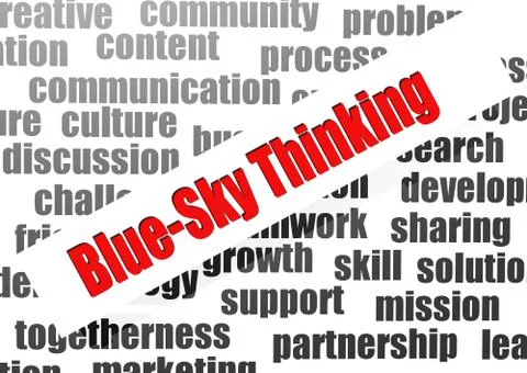Blue-sky thinking word cloud Stock Illustration