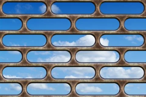 Blue sky through the bars Stock Photos