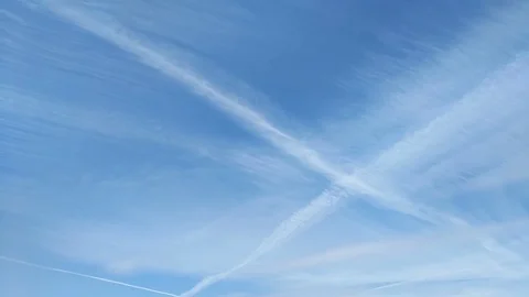 Blue Sky timelapse with aircraft trails Stock Footage