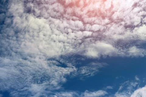Blue sky with tiny clouds nature background Foto stock