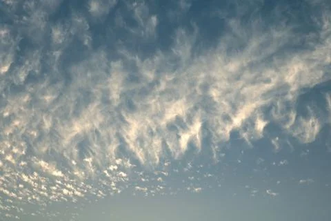 Blue sky with tiny clouds, sky background Stock Photos