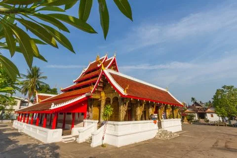 Blue sky with tree view  wat saensukkaram temple Stock Photos