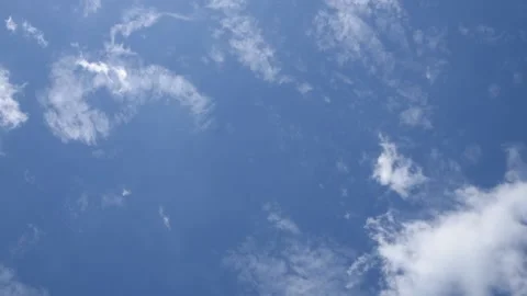 Blue sky with two layer of white clouds. Cloudy weather in hot summer day. Stock Footage 132892150