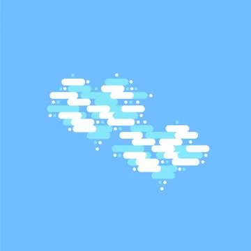 Blue sky with two white clouds in the shape of a heart. Vector illustration Stock Illustration