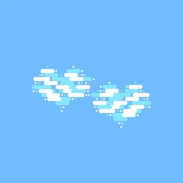 Blue sky with two white clouds in the shape of a heart. Vector illustration Stock Illustration